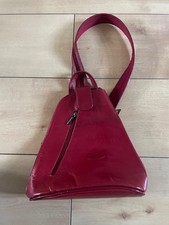 Adjustable Strap Red Italian Leather Shoulder Bag Backpack Rucksack Satchel VGC