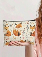​Fox & Floral Cosmetic Bag – Zipper Pouch, Lightweight, Ideal Gift for Women​