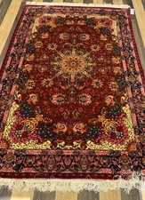 Silk-Feel Shiny Rug 120x180cm Burgundy Floral Medallion