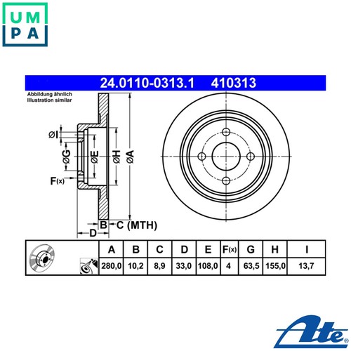 Brake disc 0110 - brake, 24.0110-0313.1