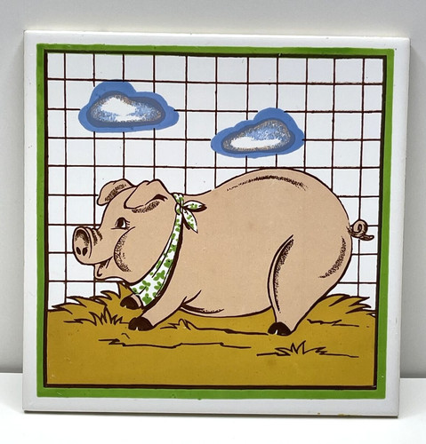 Pig ceramic tile trivet - pig,