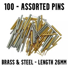 Brass and Steel Clock Tapered Pins - Package of 100 Pcs - Assorted Sizes