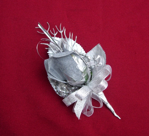 New silver grey rose corsage - silver/grey,