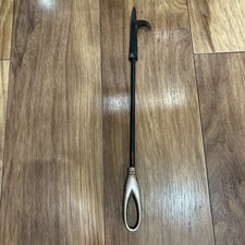 Black Metal & Brass Coloured Companion Fireside Poker / Damper Hook Tool