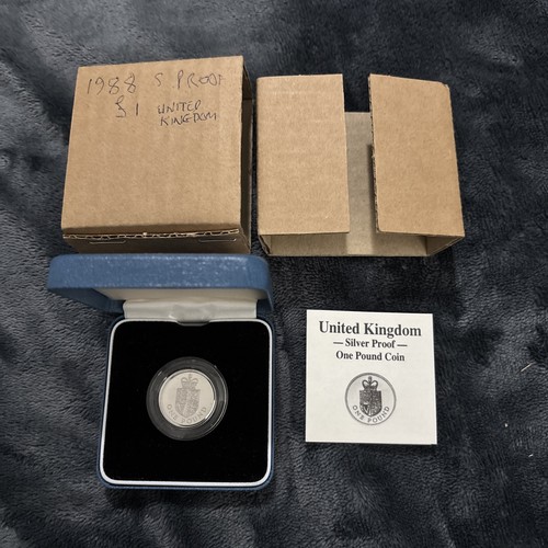 1988 silver proof - £1, one