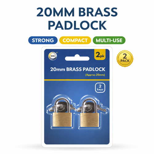 Pack 20mm brass padlocks - 2,