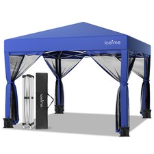 LOEFME 3m x 3m Pop Up Gazebo with 4 Sides & Carry Bag Marquee Garden Party Tent
