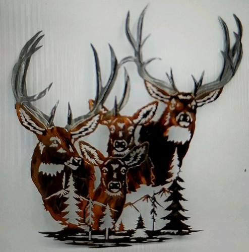 Stag heads metal wall - stag,