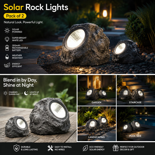 Solar rock lights - lights, 2