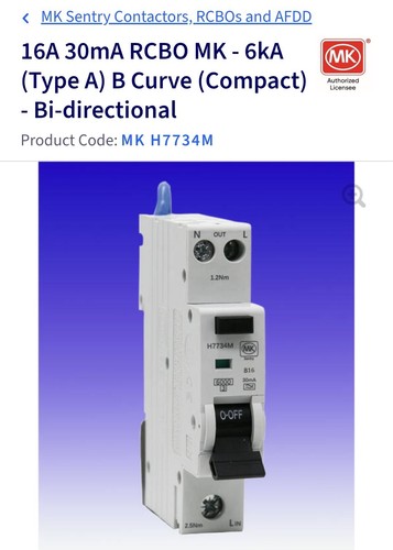 Sentry 16a miniature rcbo - mk,