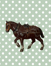 Large Standing Brown Working Cart Horse (Version 1) Crescent Toys Vintage Toy