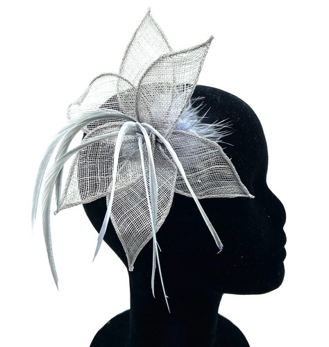 Grey fascinator for weddings - fascinator,