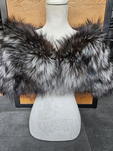Silver fox stole new - silver,