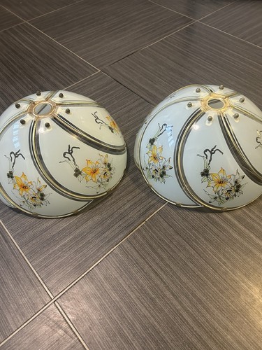 Pair vintage floral - pair, glass