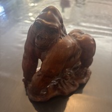 Hand-Carved Wooden Gorilla