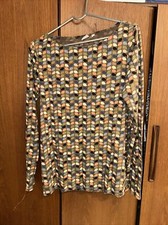 Orla Kiely Multi Stem Leaf Print Long Sleeve Top Size S Earth Tones