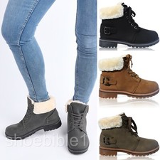 WOMENS LACE UP COLLAR FUR