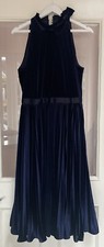 Ted Baker London Cornela Pleated Velvet Midi Dress in Dark Blue Size 5 new