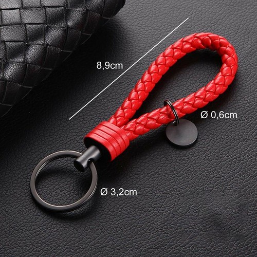 Red car keychain leather - car,