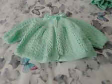 hand knitted matinee coat in mint green
