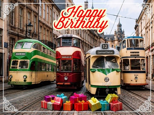 Happy birthday bus tram - happy,