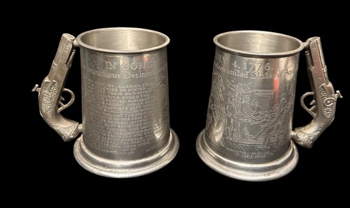 Vtg pewter tankards gun - vtg,