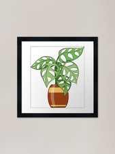 Monkey Mask Monstera Framed