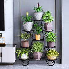 9-Tier Tall Indoor Plant Stand Solid Metal Display Shelf Bonsai Flower Pots Rack