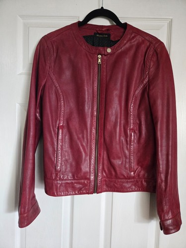 Cherry red genuine leather