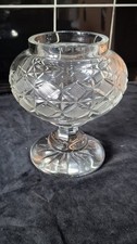 Heavy Old Vintage Retro Cut Glass Bowl Vase Reservoir