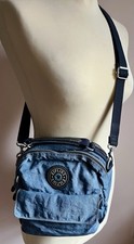 Vtg 90s Kipling Candy Bag Xbody Backpack Grab Bag Denim Blue Private Transport