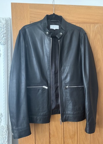 Reiss martel black leather - black,