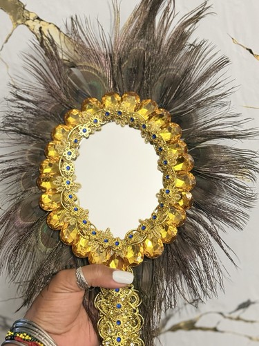 Decorative hand mirror with - hand,