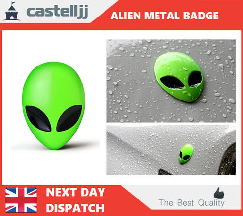 Green metal alien sticker - green,