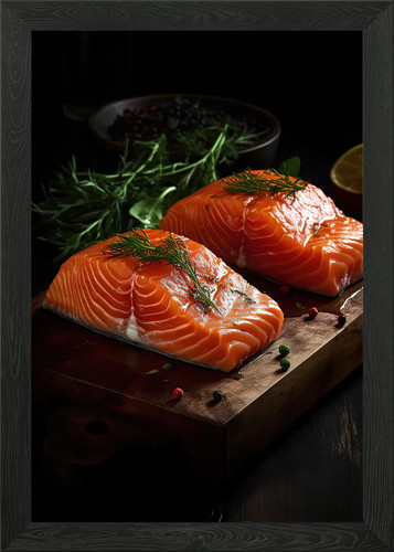 Salmon with spices framed wall - salmon,