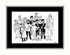 Adventures Of Tintin B&W Cast  Poster Print Tin Tin Retro Wall Art