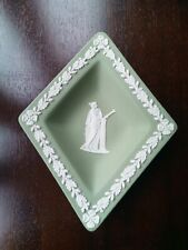 Vintage Wedgewood Pale Blue Triangle Shaped Embossed Figures Trinket Dish