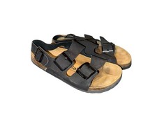 Betula Birkenstock Sandals Womens 40 Milano Strappy Black Leather L9 M7 Narrow