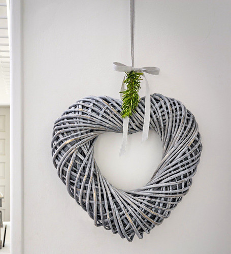 Grey wicker heart wall - wicker,