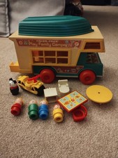 Vintage Fisher Price Camper Van,  FREE POSTAGE Motorbike People Etc