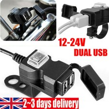 Dual Waterproof USB Port Motorcycle Charger Socket Black Power Adapter Motorbike