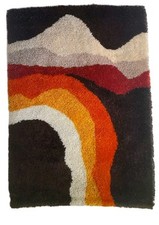 Vintage MCM Hojer Eksport Wilton West German Shag Pile Rug 1970 Eames Panton Era