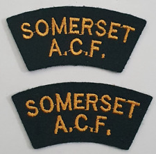 Somerset A.C.F Army Cadet Force Cloth Shoulder Title badges x Pair. ACF