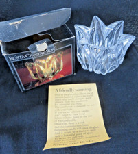 VINTAGE KOSTA CRYSTAL ROSE CANDLE HOLDER. TULIP WITH ORIGINAL BOX & LABEL