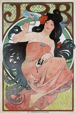 Vintage Cigarette Advertising Poster 1898 JOB Mucha French Advertisement Print