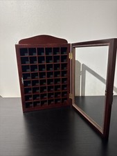 Wooden Thimble Display Case with Glass Door Holds 48 Thimbles With Green Velvet