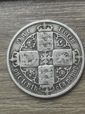 Victoria, Gothic Florin, Two shillings, 1887, 0.925 Silver, Scarce Coin