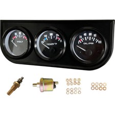 Triple Gauge Set Universal Car 2'' 52mm Oil Pressure Voltage Meter Water Temp
