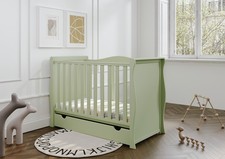 Baby Willow Pistachio Sleigh Cot Mini Cot Bed Drawer optional mattress 120x60x10
