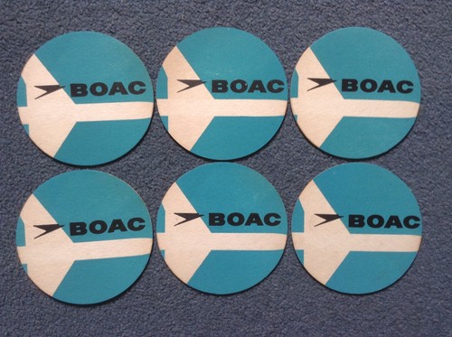 Six vintage boac coasters - six, x